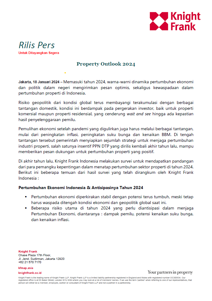 Rilis Pers - Property Outlook 2024 | KF Map – Digital Map for Property and Infrastructure in Indonesia